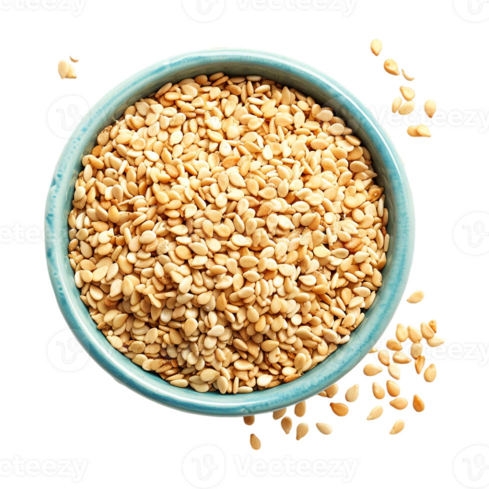 Sesame seeds in a bowl on Transparent Background png