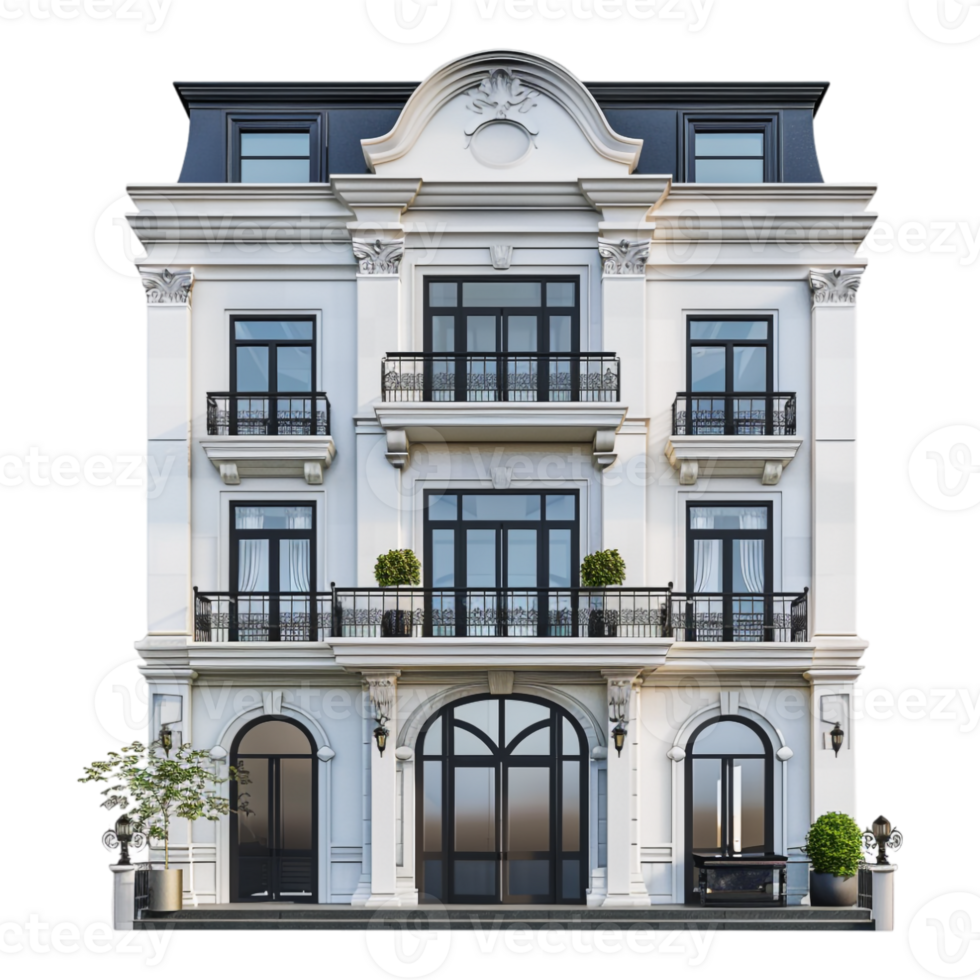 Residential Building on Transparent Background png