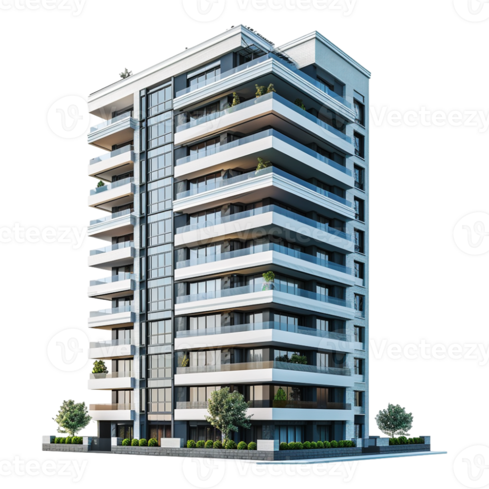 Residential Building on Transparent Background png