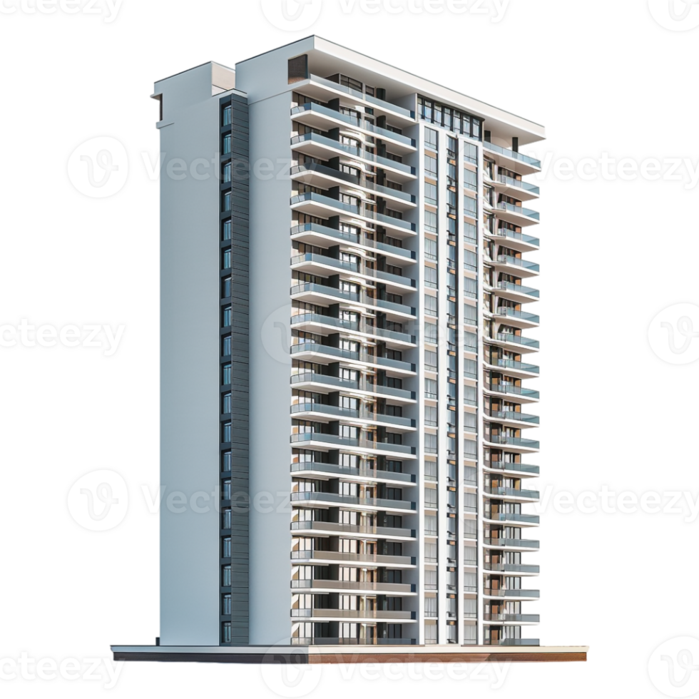 Residential Building on Transparent Background png
