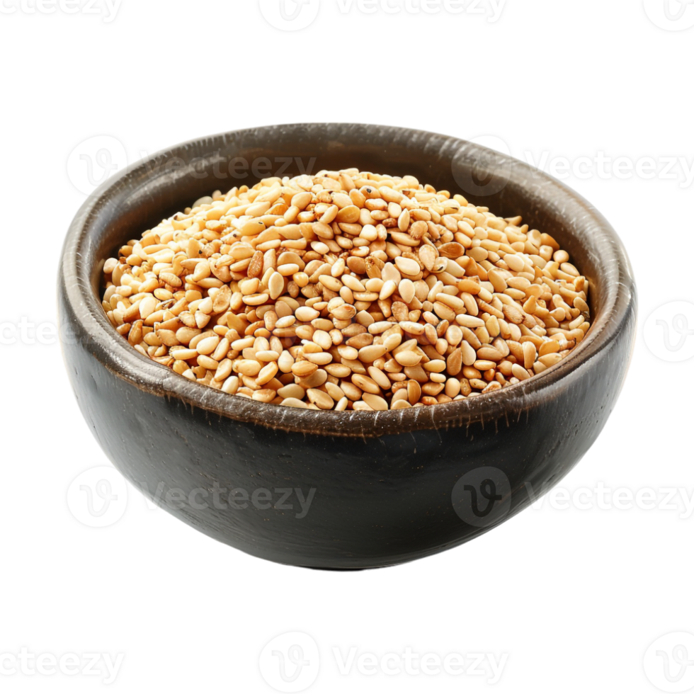 Sesame seeds in a bowl on Transparent Background png