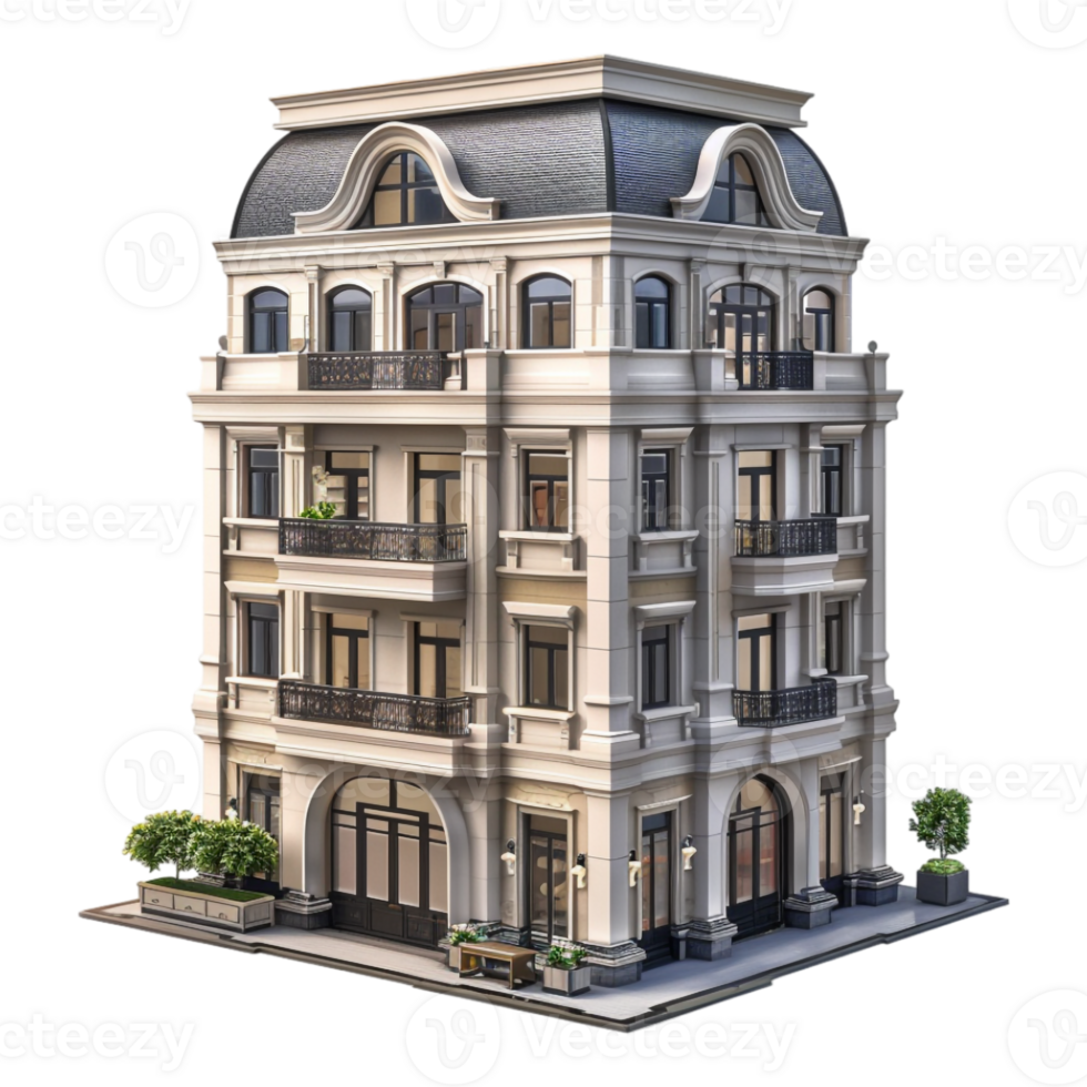 Residential Building on Transparent Background png