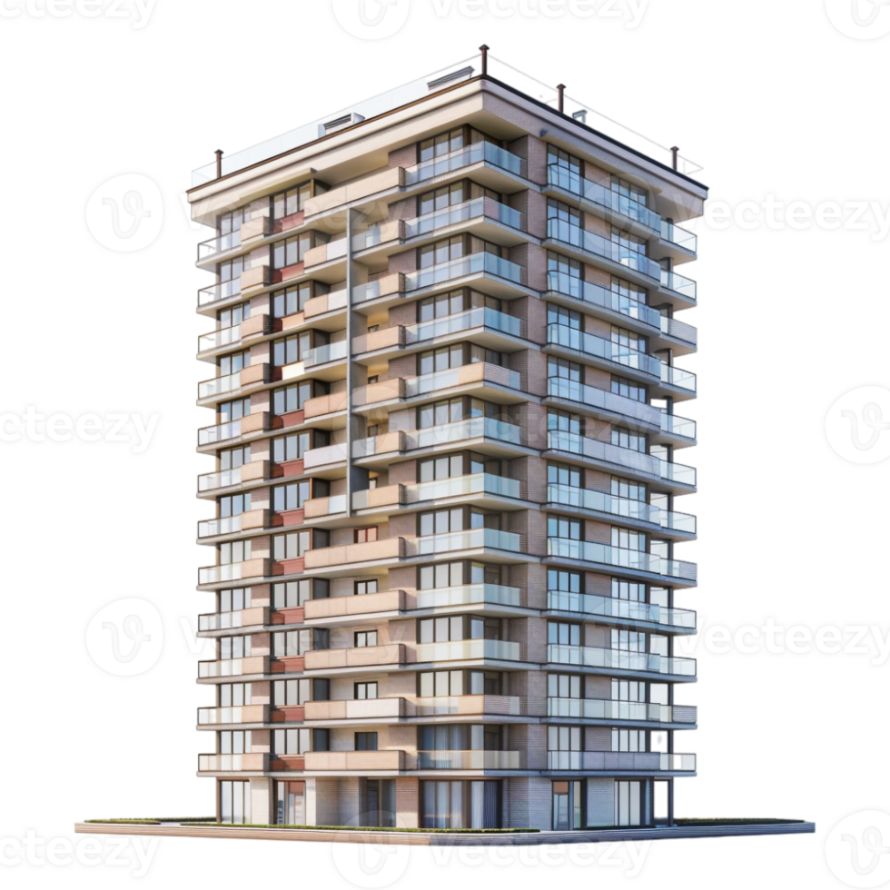 Residential Building on Transparent Background png