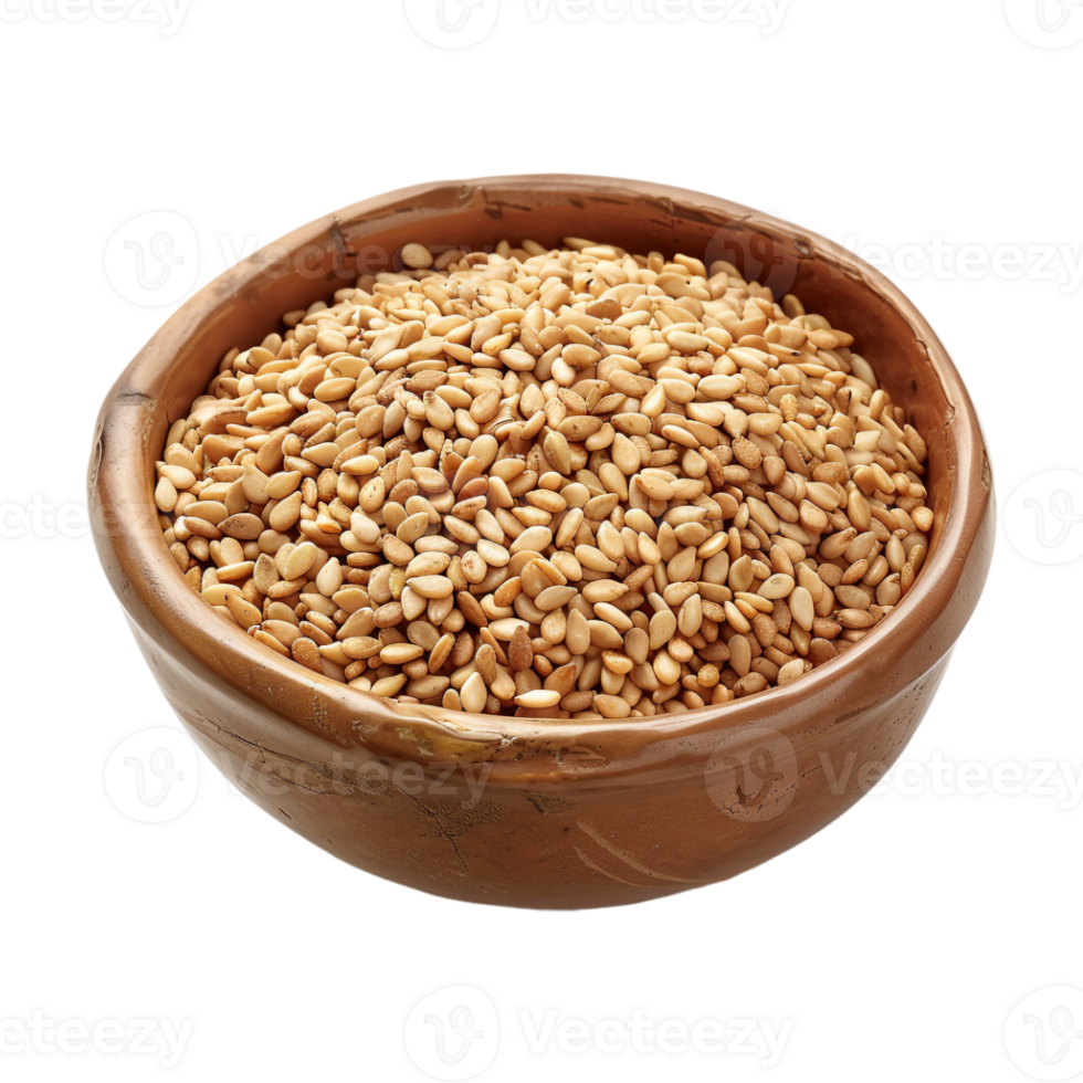 Sesame seeds in a bowl on Transparent Background png
