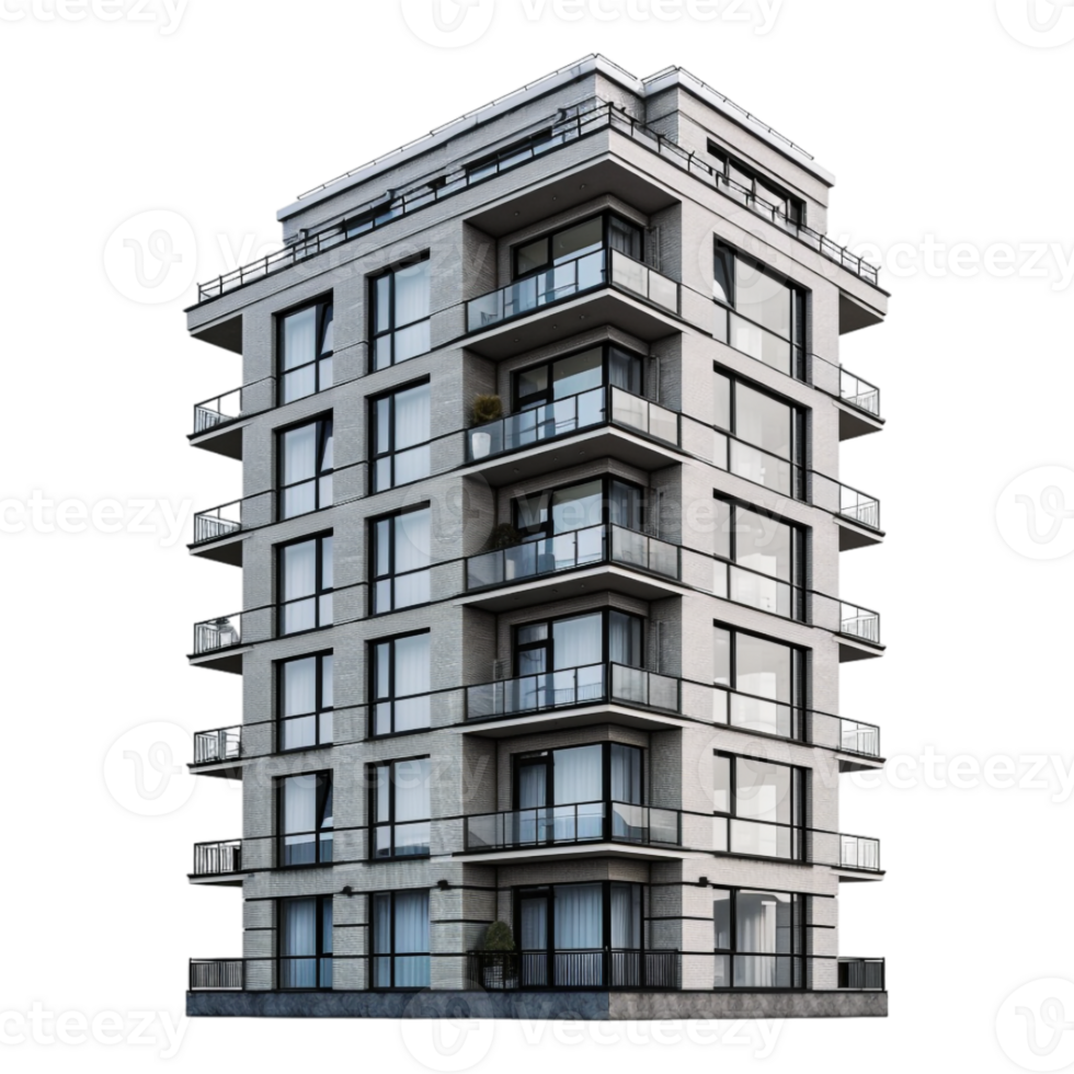 Residential Building on Transparent Background png