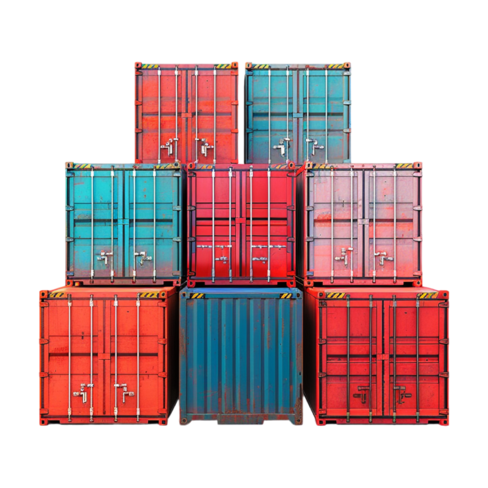 Stack of Shipping Containers on Transparent Background png