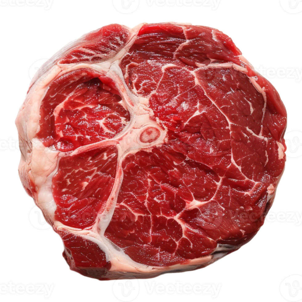 Round Raw Beef Meat on Transparent Background png