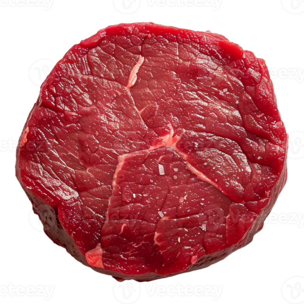 Round Raw Beef Meat on Transparent Background png