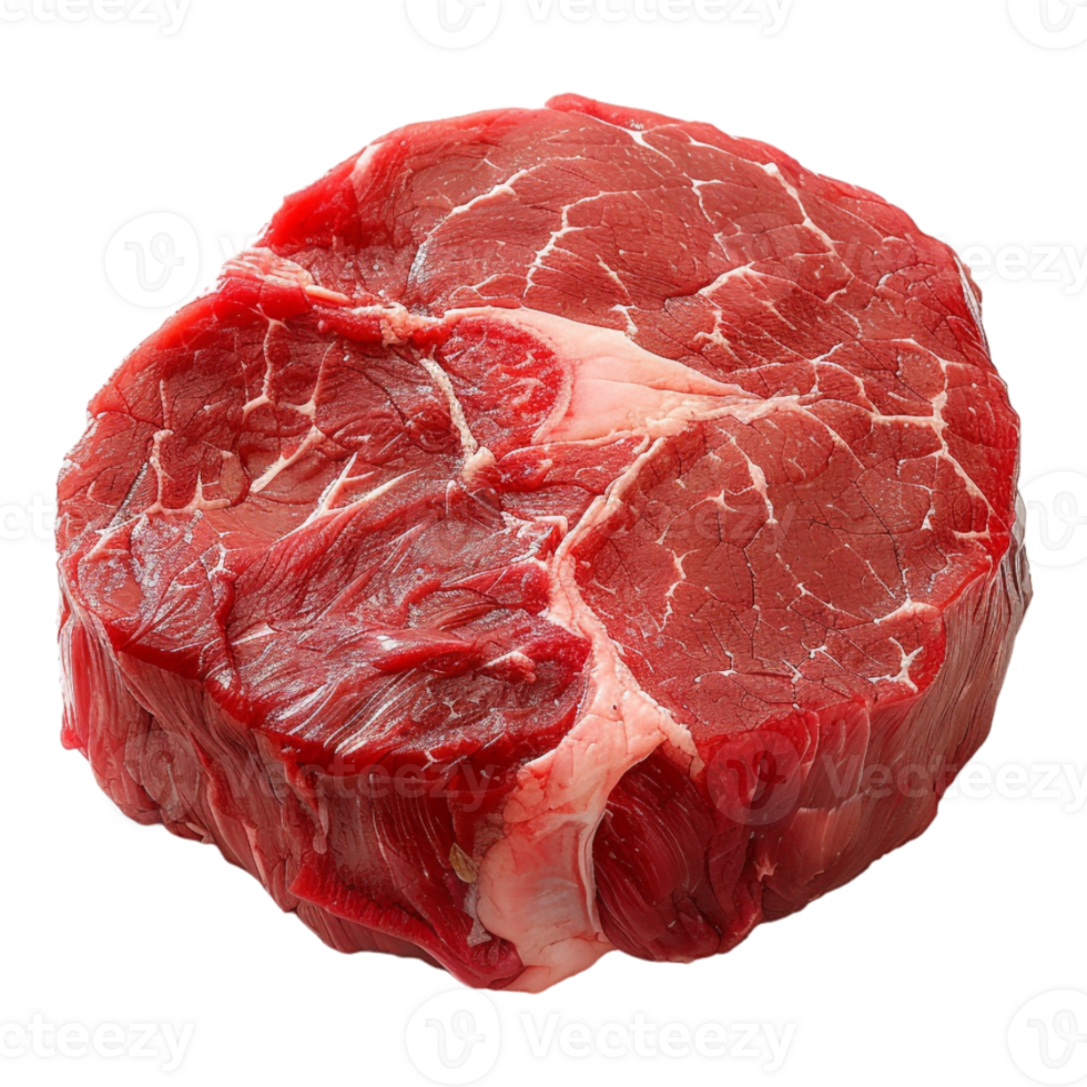 Round Raw Beef Meat on Transparent Background png