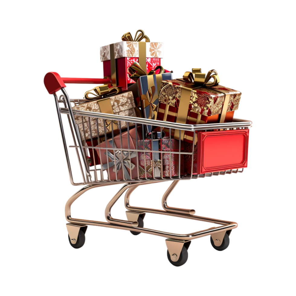 Shopping Cart full of Items on Transparent Background png