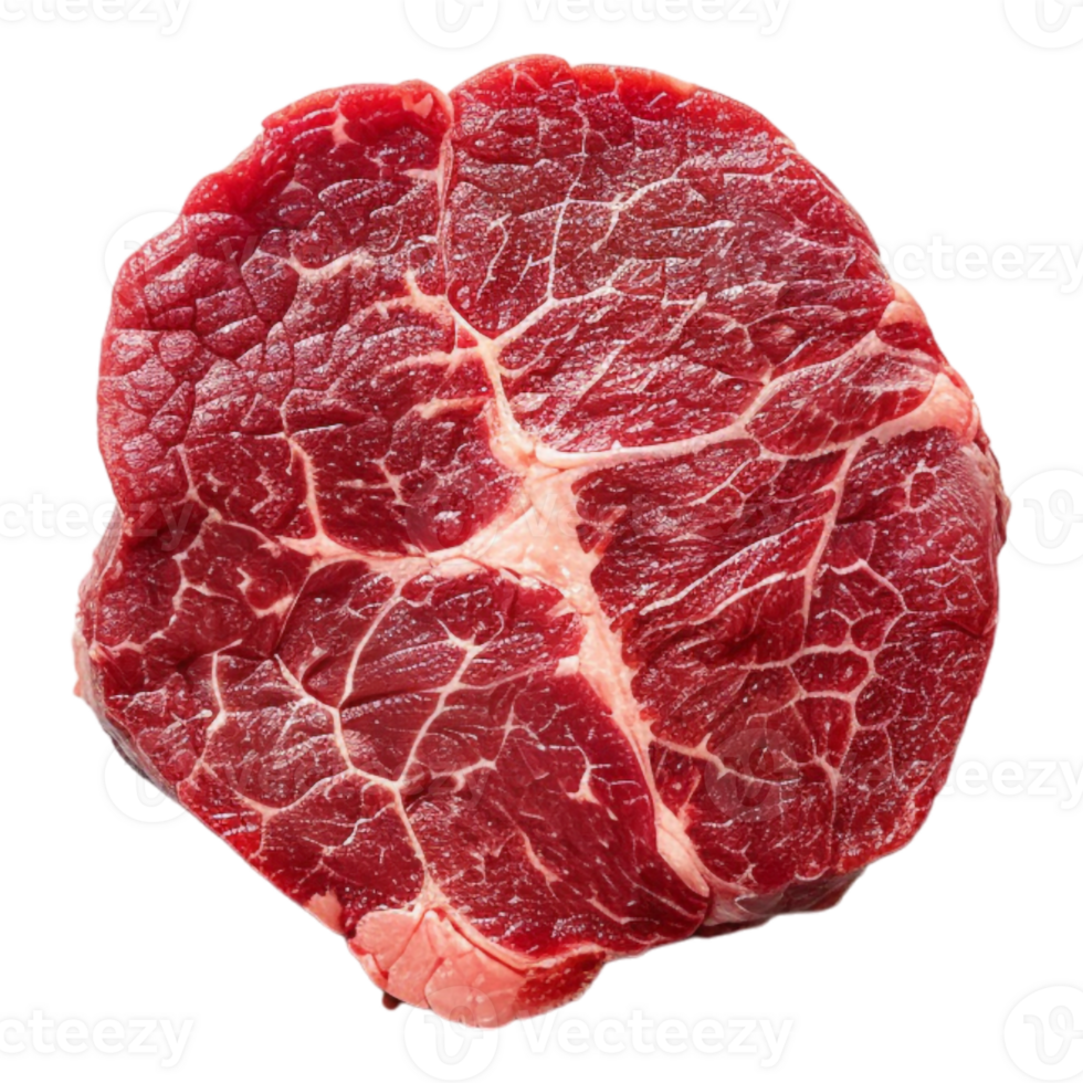 Round Raw Beef Meat on Transparent Background png
