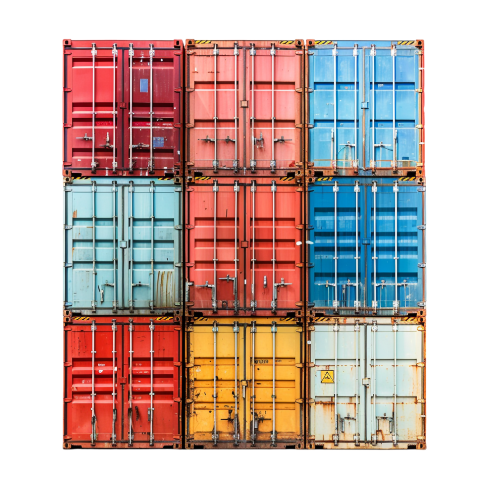Stack of Shipping Containers on Transparent Background png