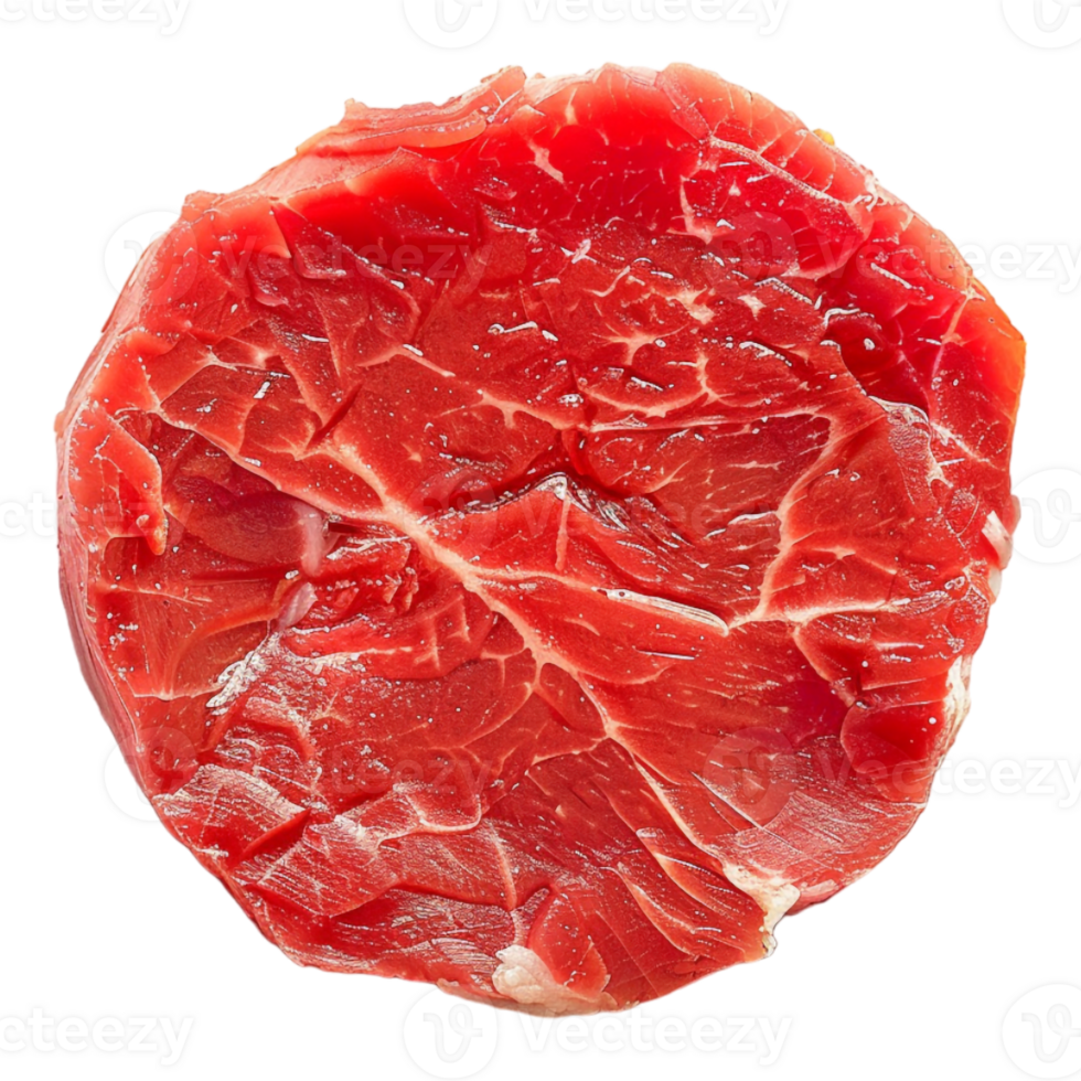 Round Raw Beef Meat on Transparent Background png