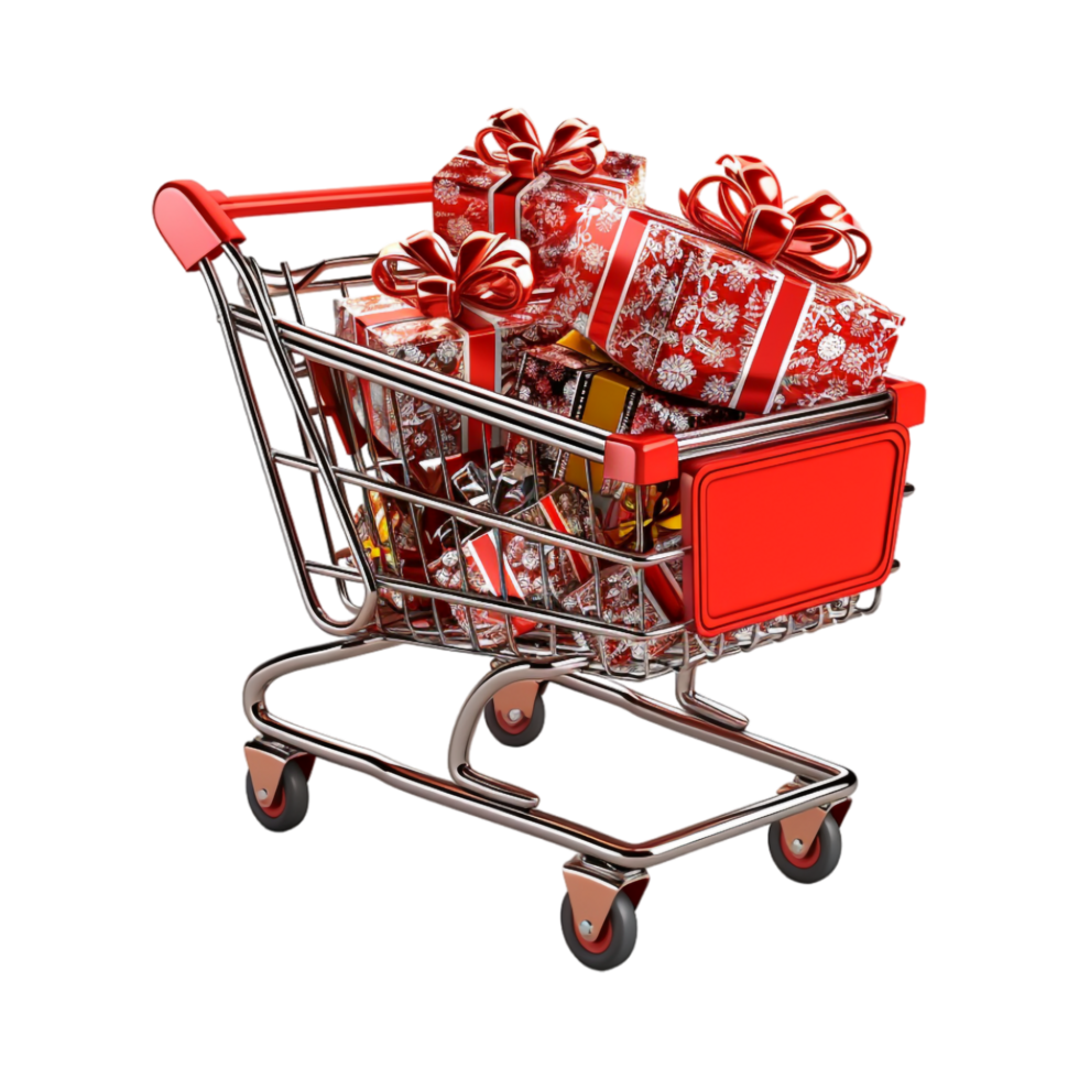 Shopping Cart full of Items on Transparent Background png