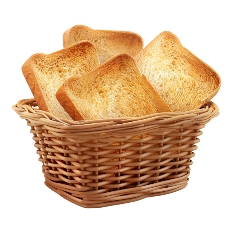 White Bread in a Basket on Transparent Background png