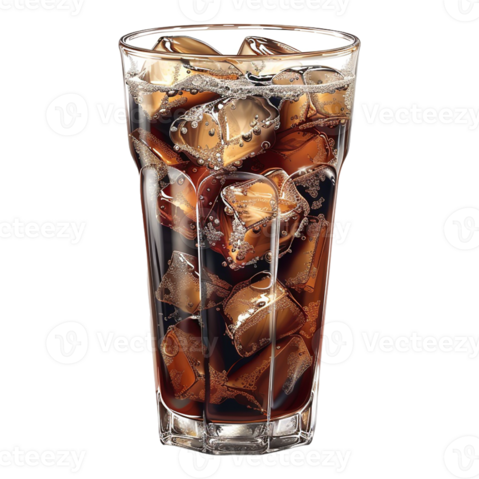 Cold Coffee in a Glass on Transparent Background png