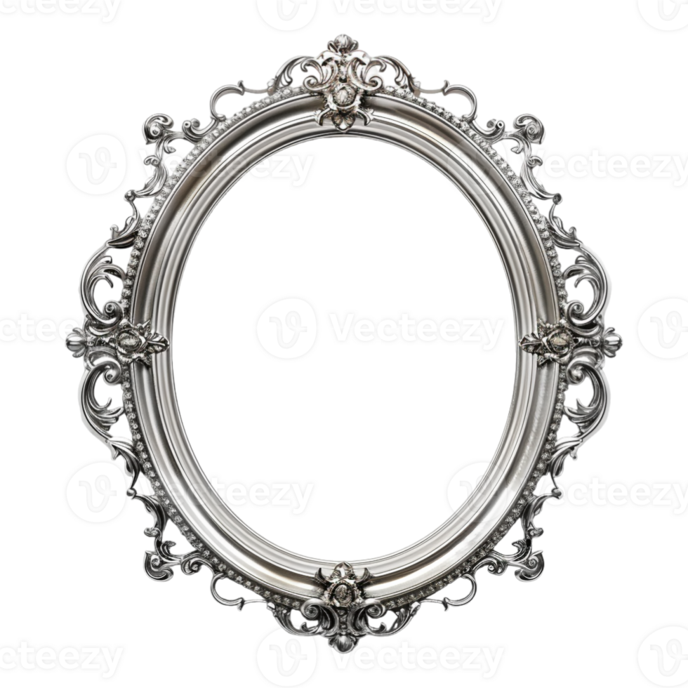 Round Silver Frame on Transparent Background png