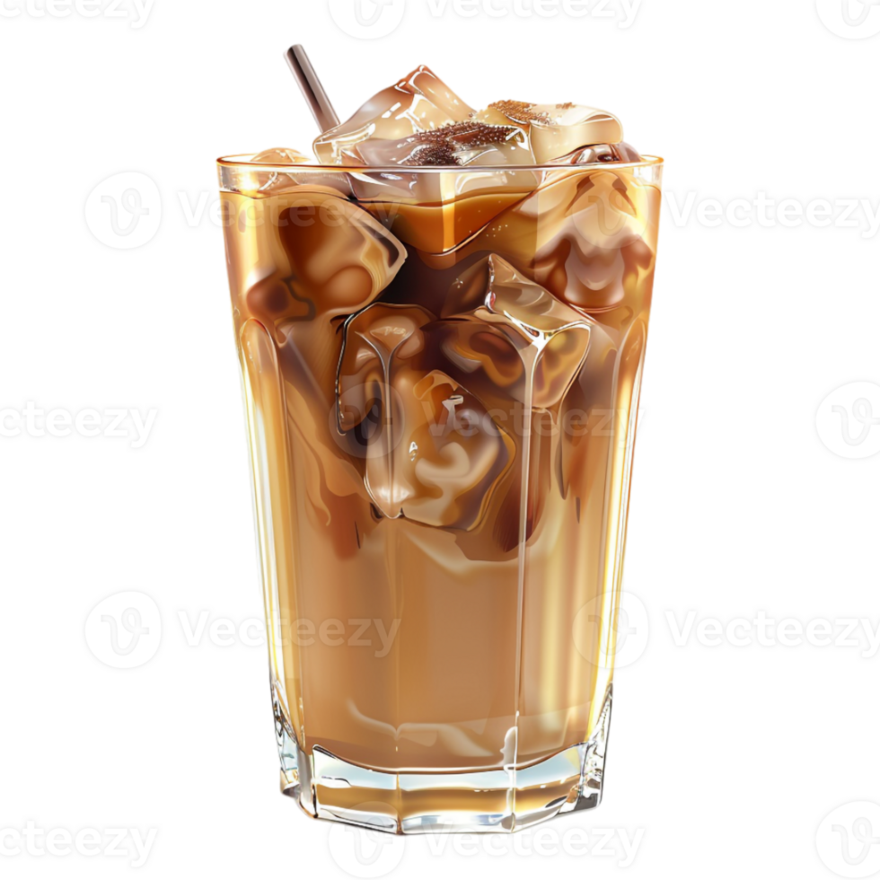 Cold Coffee in a Glass on Transparent Background png