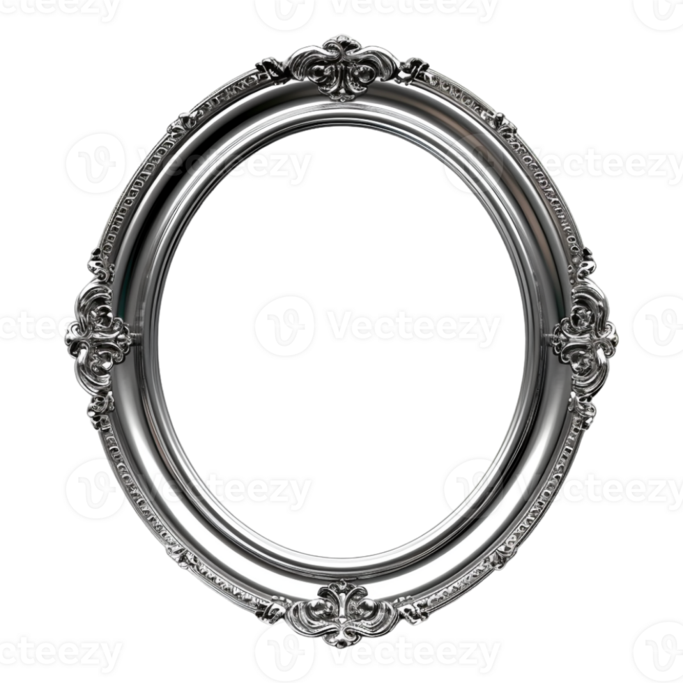 Round Silver Frame on Transparent Background png