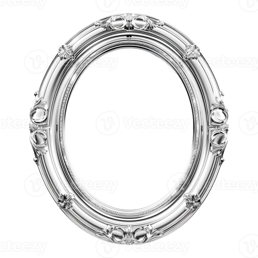 Round Silver Frame on Transparent Background png