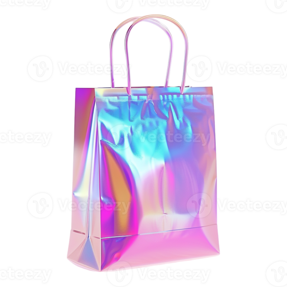 Neon Shopping Bag on Transparent Background png