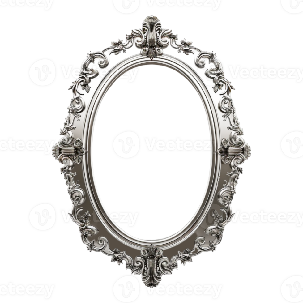 Round Silver Frame on Transparent Background png