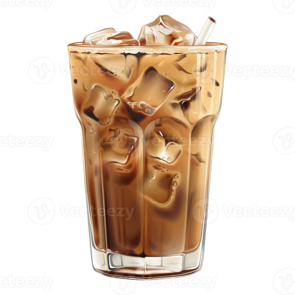 Cold Coffee in a Glass on Transparent Background png