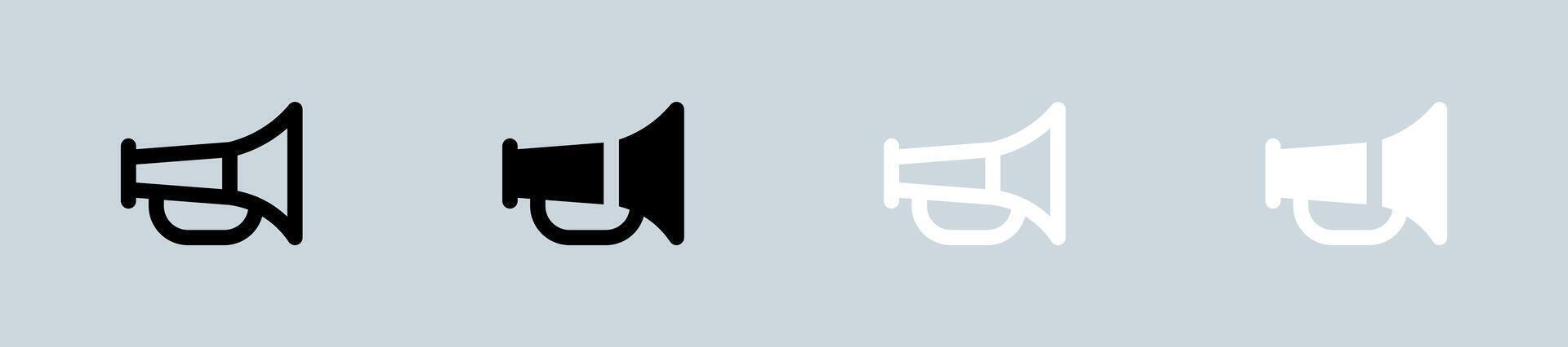 Horn icon set in black and white. Trumpet signs illustration. vector