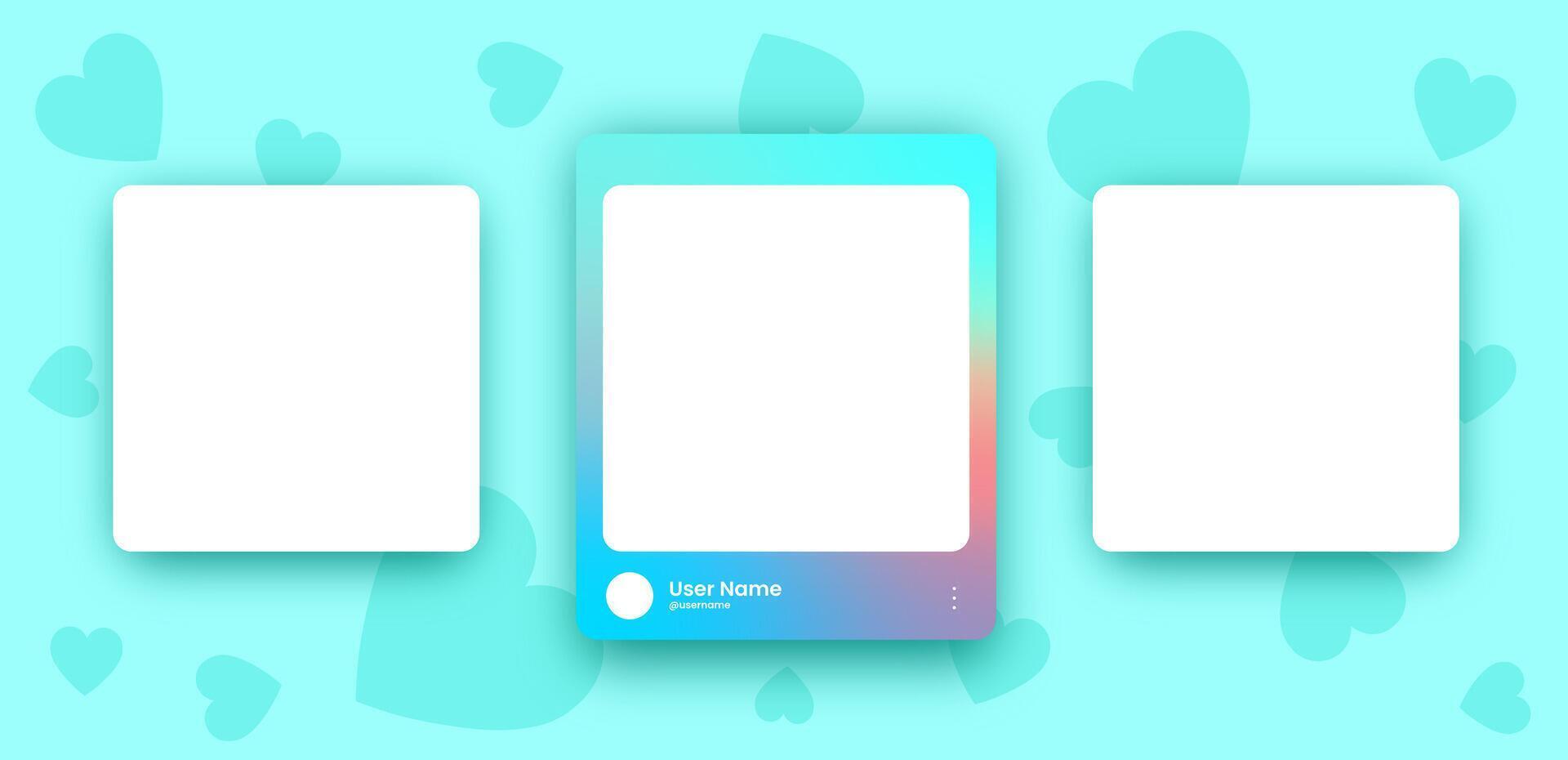 Social media frame collection template. Colorful social media interface. vector