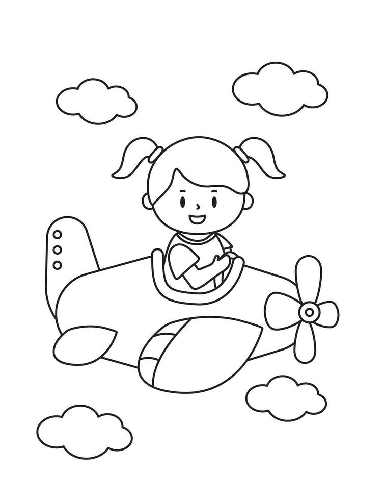 illustration coloring simple cartoons for children Fun and Creative Coloring Pages For Girls Boys. vector