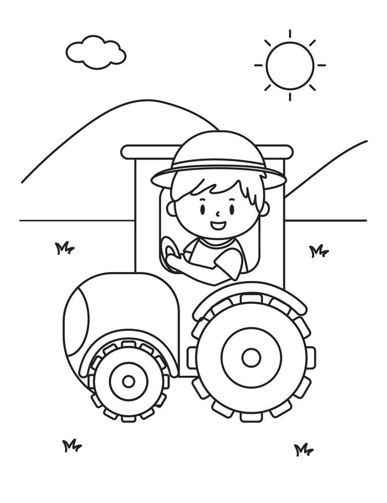 illustration coloring simple cartoons for children Fun and Creative Coloring Pages For Girls Boys. vector