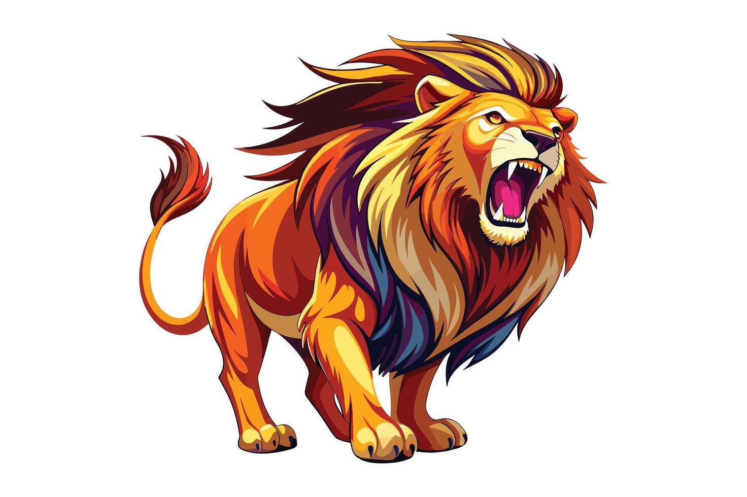 Lion face flat clipart illustration vector