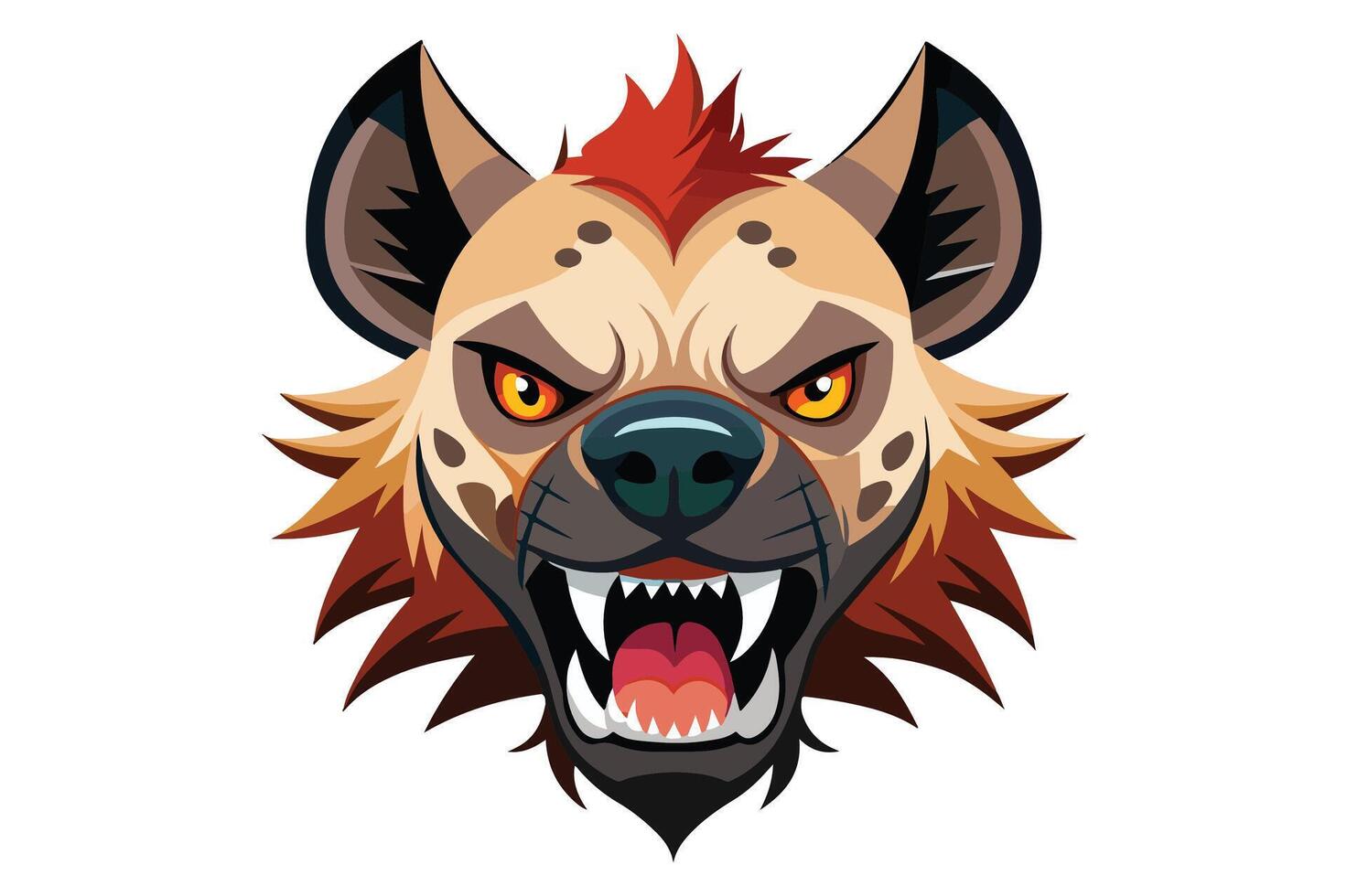 Hyena head flat color clipart illustration isolated on white background vector