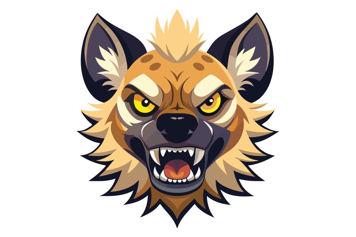 Hyena head flat color clipart illustration isolated on white background vector