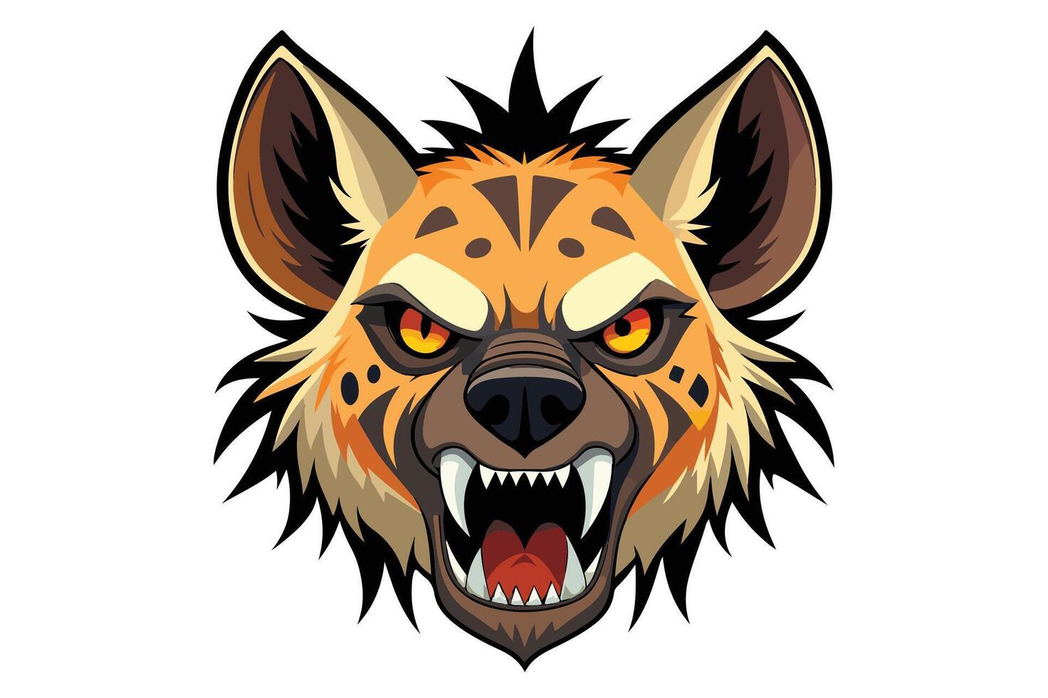 Hyena head flat color clipart illustration isolated on white background vector