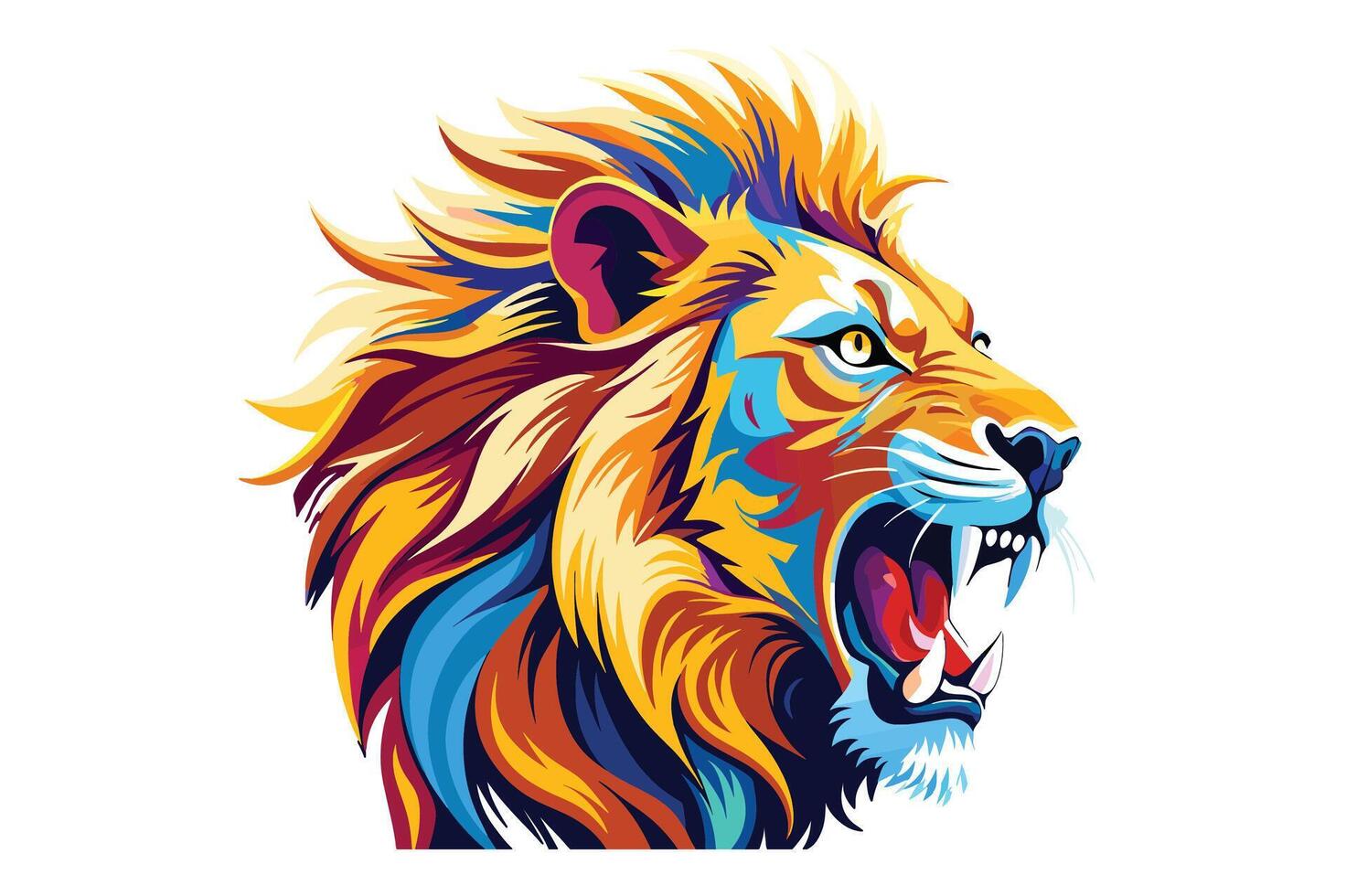 Lion face flat clipart illustration vector
