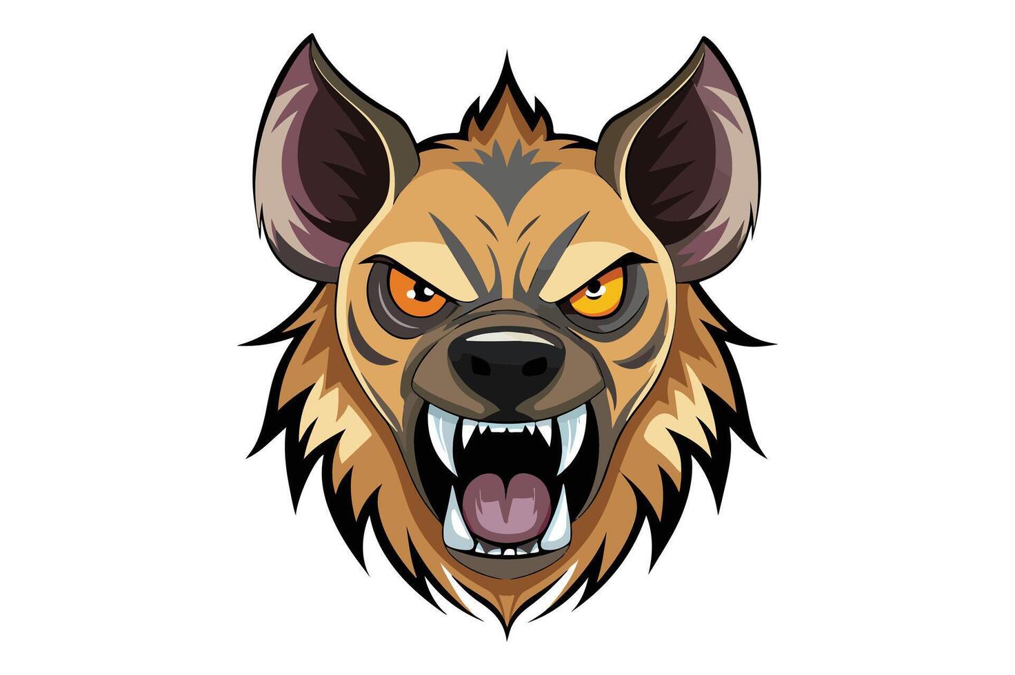 Hyena head flat color clipart illustration isolated on white background vector