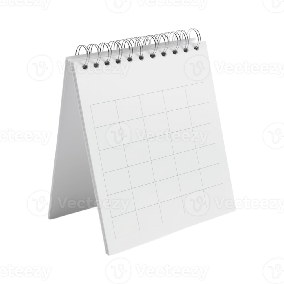 Blank White Table Calendar on Transparent Background png