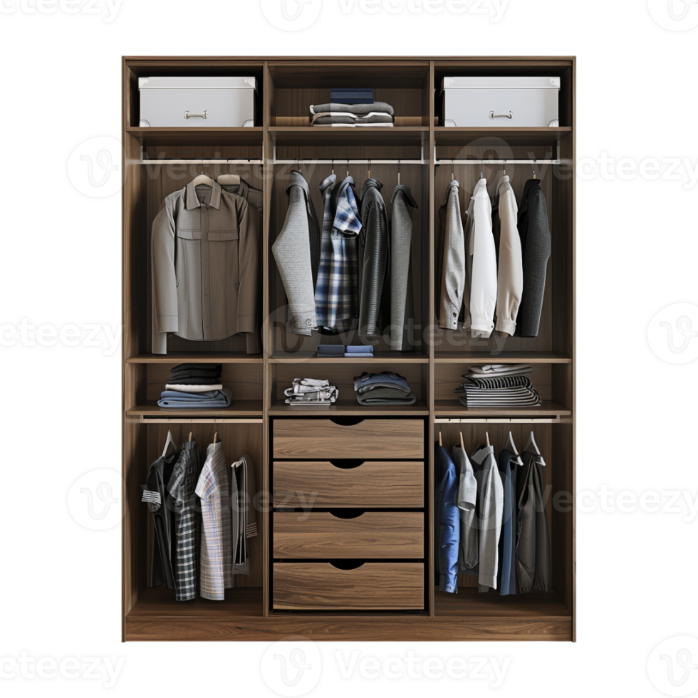 Wooden Cupboard for Clothes on Transparent Background png