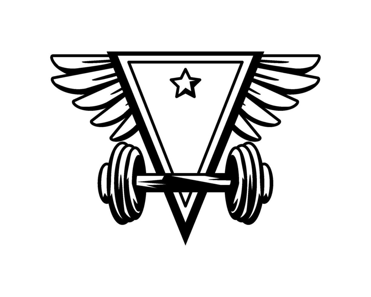 gym emblem barbell vector
