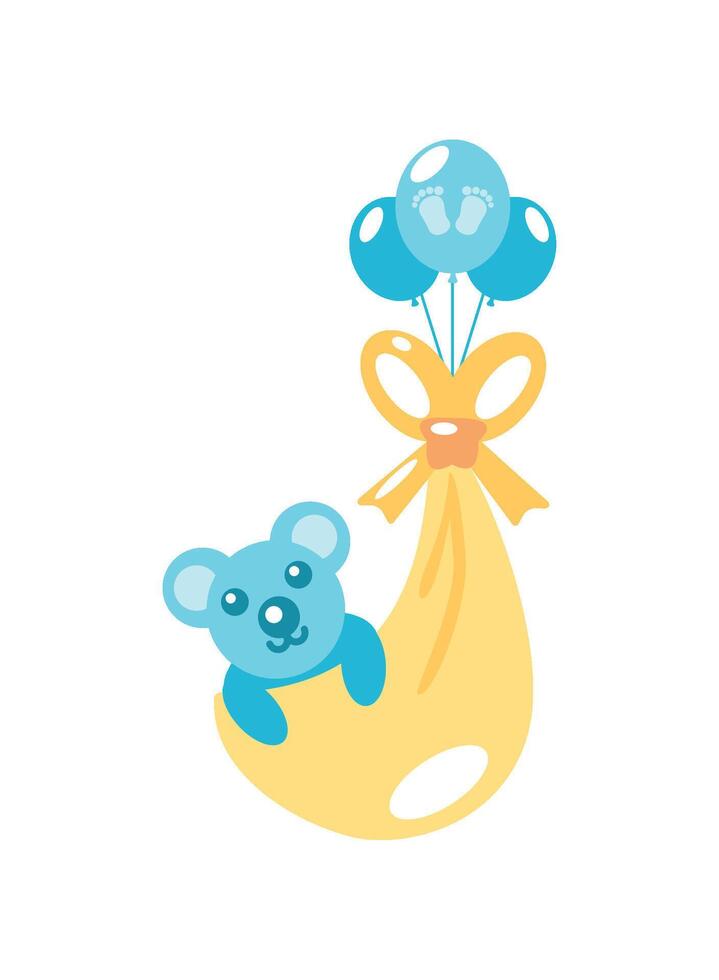 baby shower blue teddy bear vector