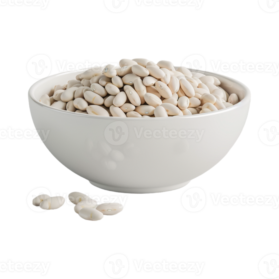 White Butter Beans on Transparent Background png