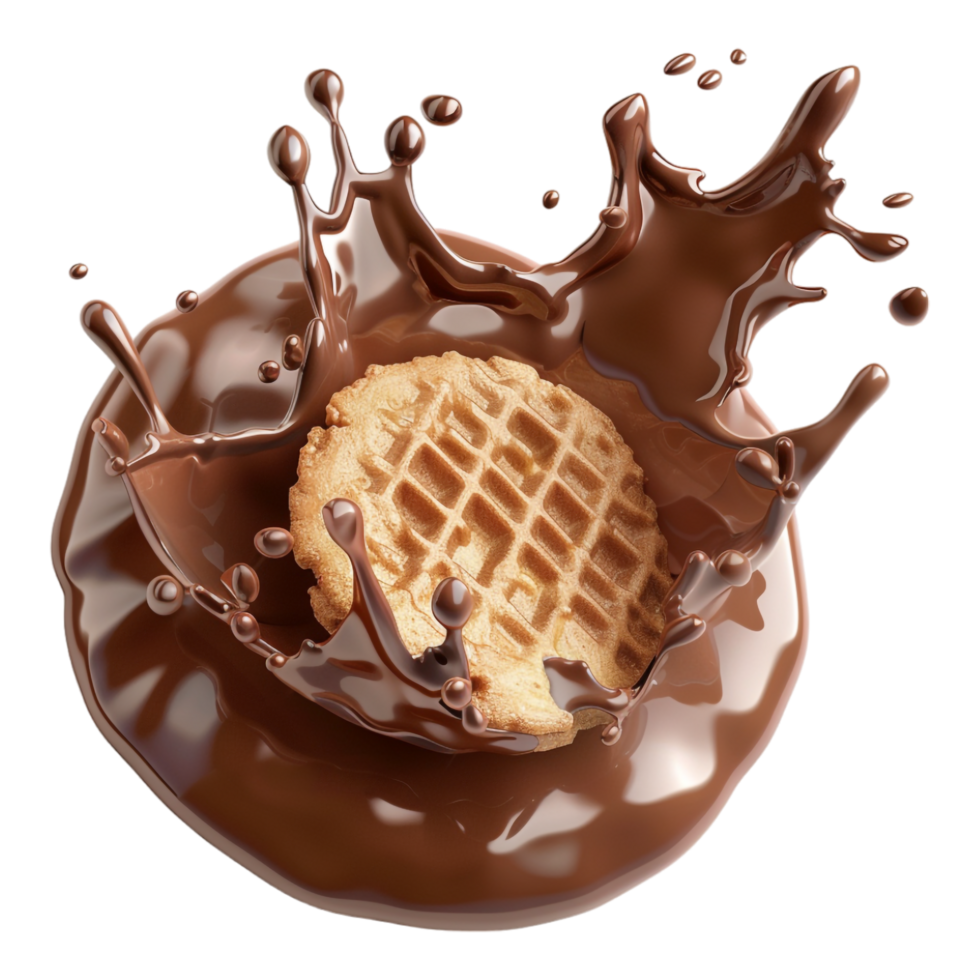 Chocolate Biscuits with Splash on Transparent Background png
