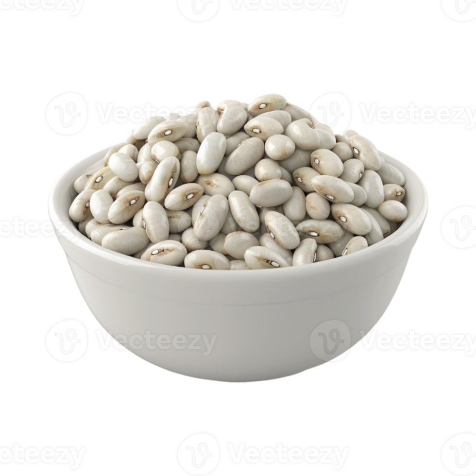 White Butter Beans on Transparent Background png