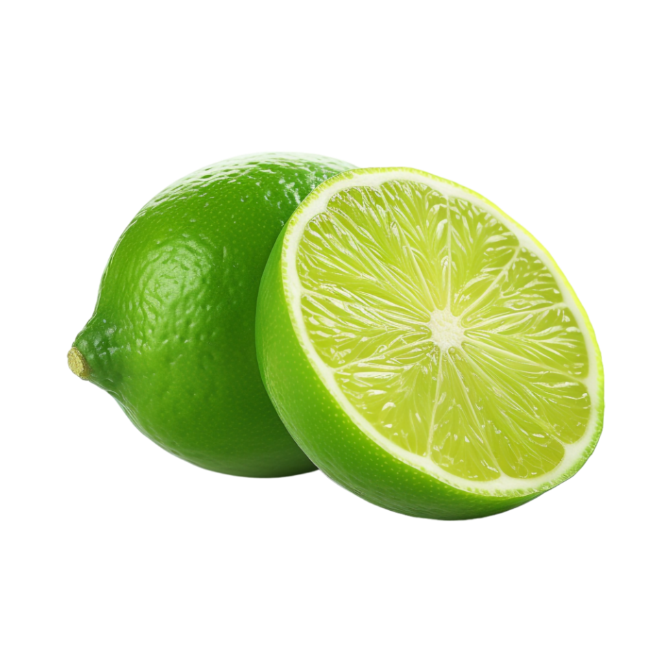 Green Lemon with Slice on Transparent Background png