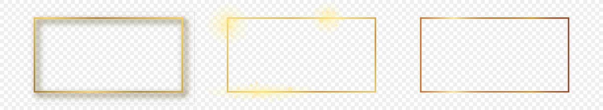 Gold glowing rectangular shape frame vector