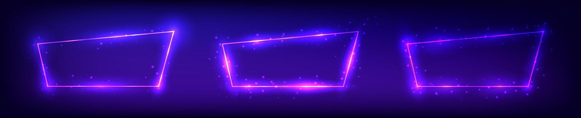 Set of neon frames with shining effects vector