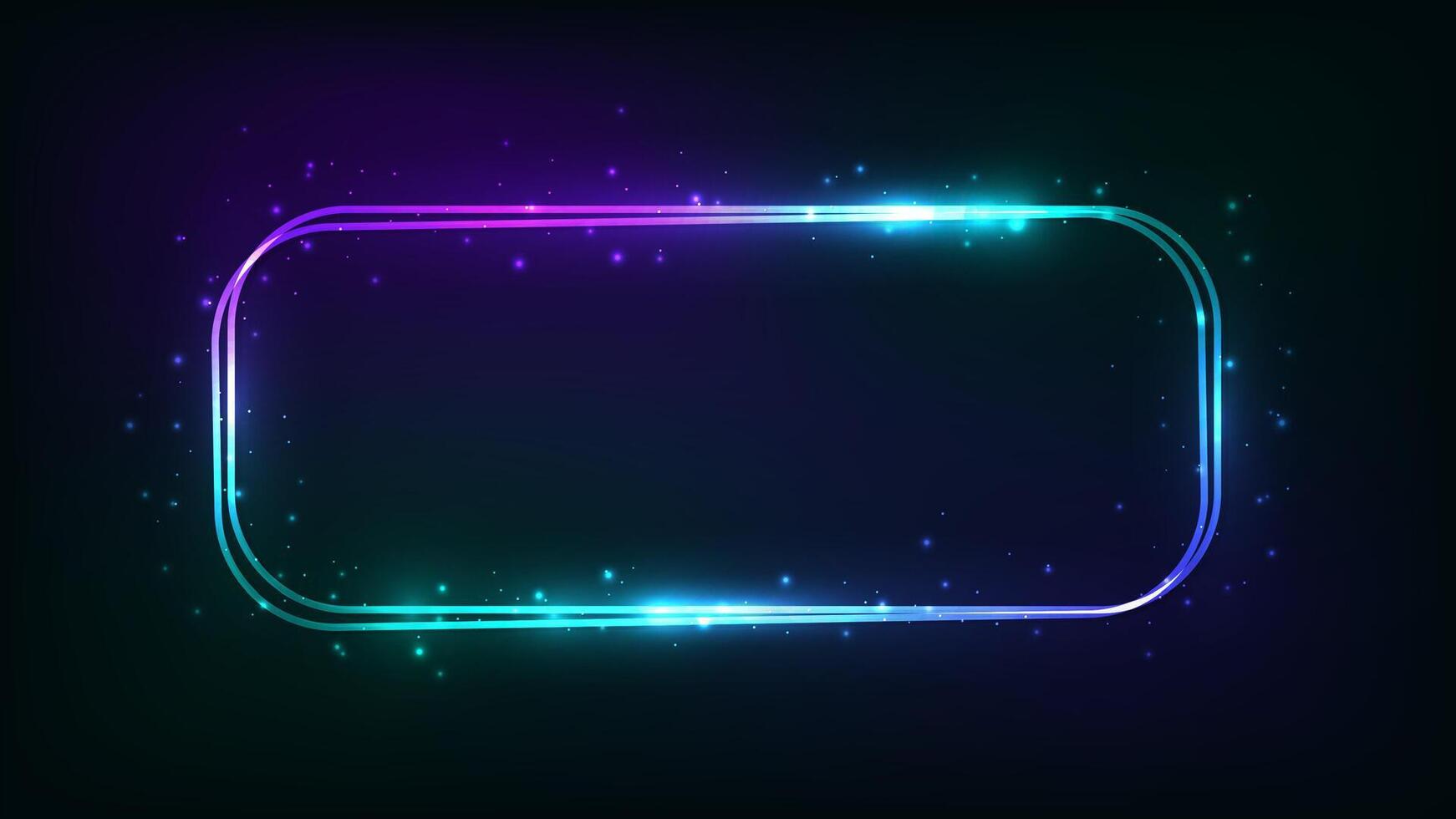 Neon double rounded rectangular frame vector