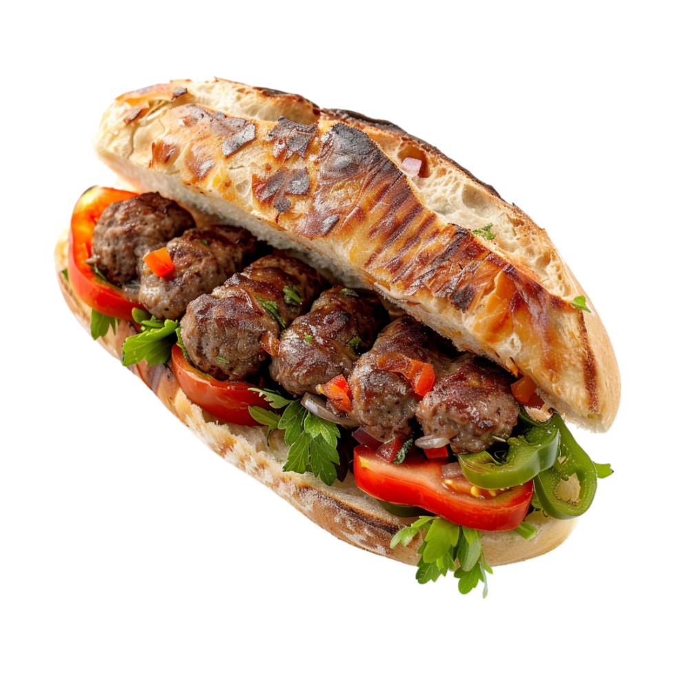 Meat ball sandwich on Transparent Background png