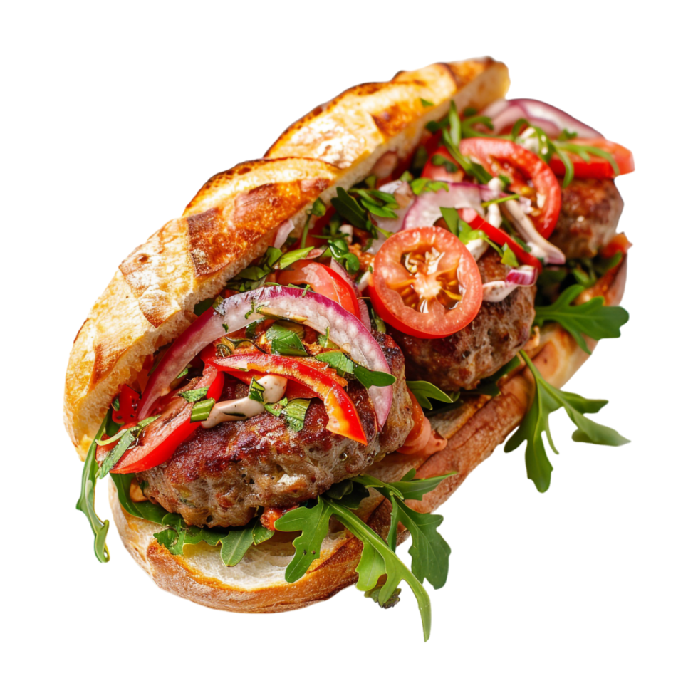 Meat ball sandwich on Transparent Background png